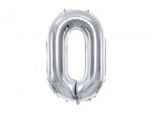Folinis balionas "0", sidabrinis (86cm)